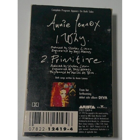 Annie Lennox Why Cassette Single Arista 1992 - Picture 2 of 7